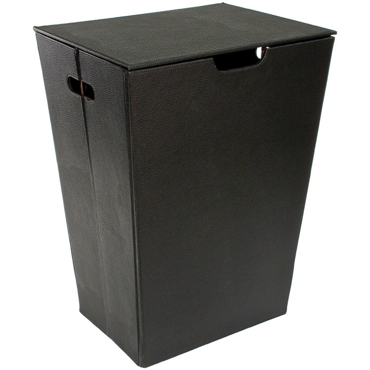Rectangular Laundry Basket Made From Faux Leather in Wenge Finish
