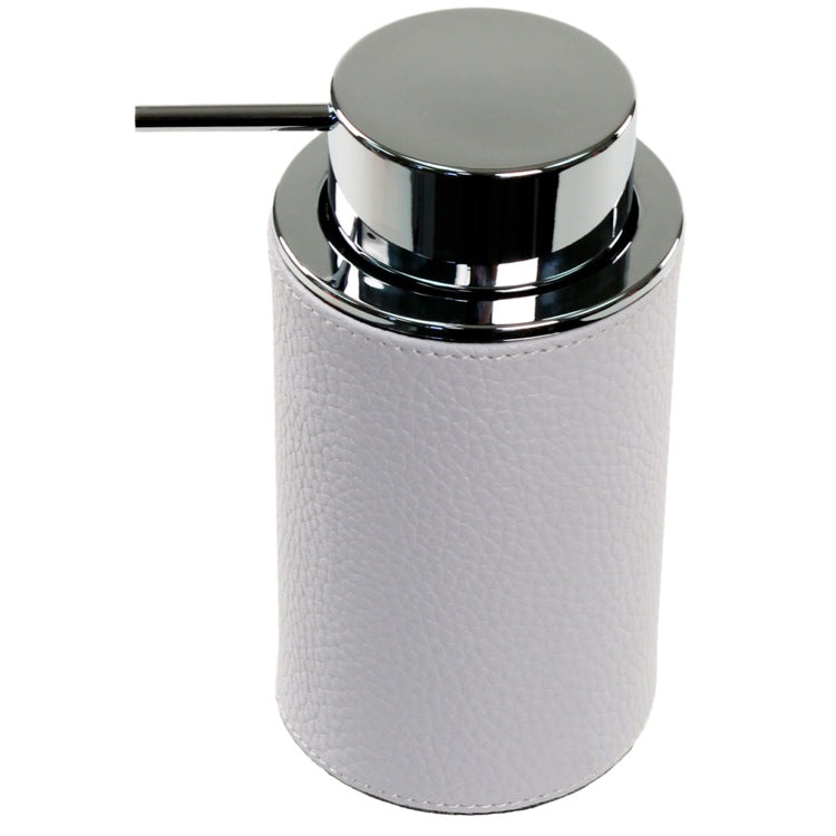 Soap Dispenser, Round, Made From Faux Leather, Available in Three Finishes