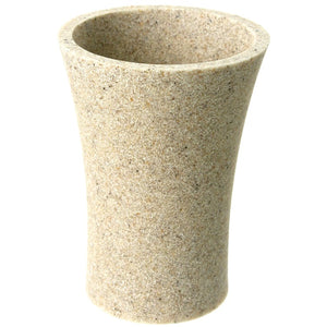 Round Toothbrush Holder Made From Stone in Natural Sand Finish