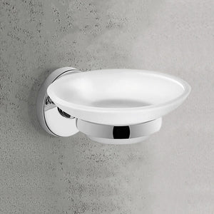 Wall Mounted Frosted Glass Soap Dish With Chrome Mounting