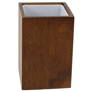 Brown and Square Bathroom Tumbler in Wood