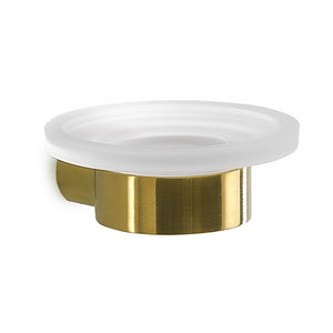 Wall Mount Frosted Glass Soap Dish With Matte Gold Mount