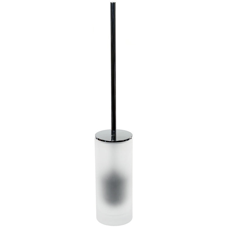 Toilet Brush Holder, White Glass and Polished Chrome Steel