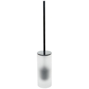 Toilet Brush Holder, White Glass and Polished Chrome Steel