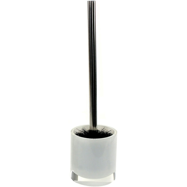 Toilet Brush Holder, White, Free Standing Steel, Resin