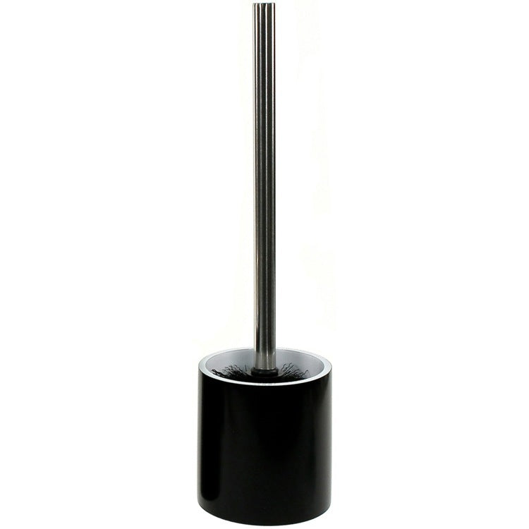 Toilet Brush Holder, Steel, Free Standing, Black, Round, Resin