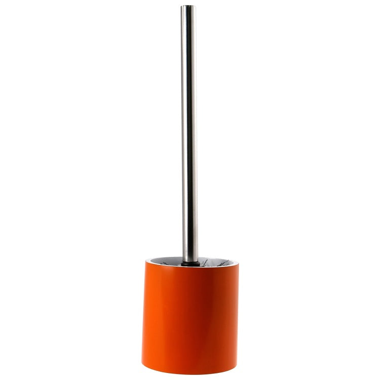 Toilet Brush Holder, Orange Steel, Free Standing, Round