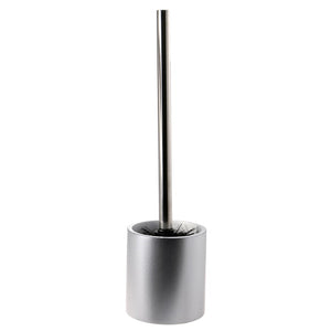 Toilet Brush Holder, Silver, Round, Free Standing, Steel, Resin