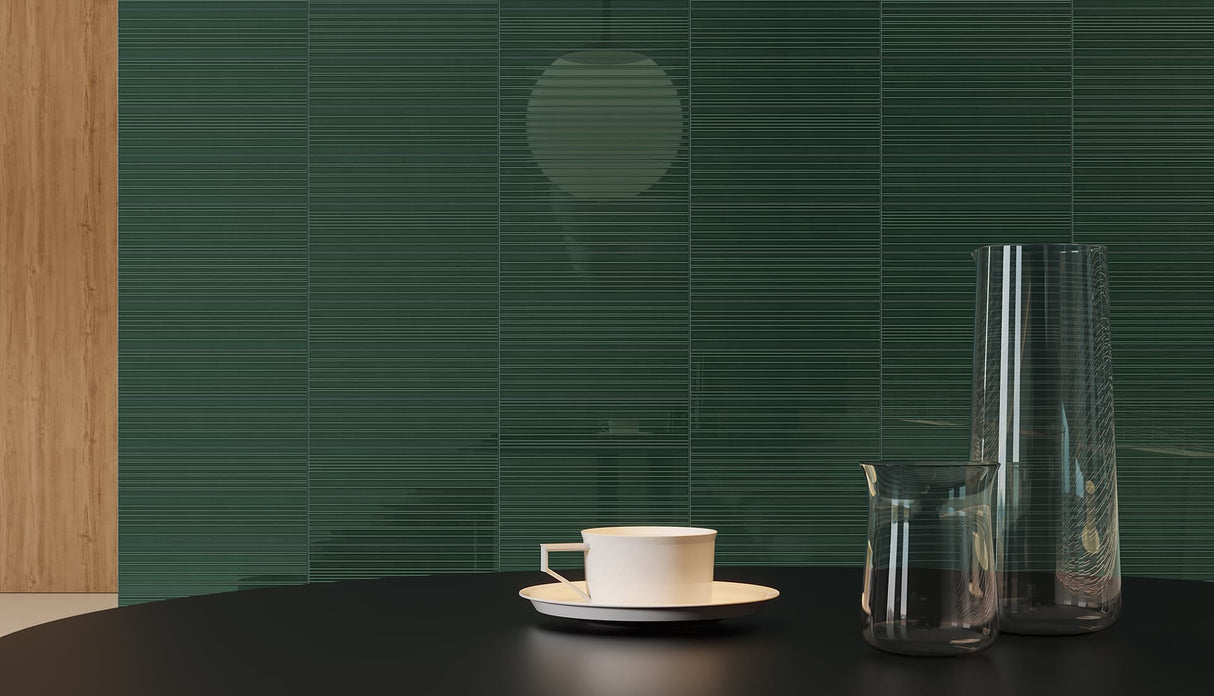 Anatolia Geometra 3X12 Divide Emerald Glossy Ceramic Wall Tile 4000-0312-0 Emerald Divide 3x12 - premium natural stone mosaic tile from Anatolia Tile, available at PoshHaus showroom in Keene, NH