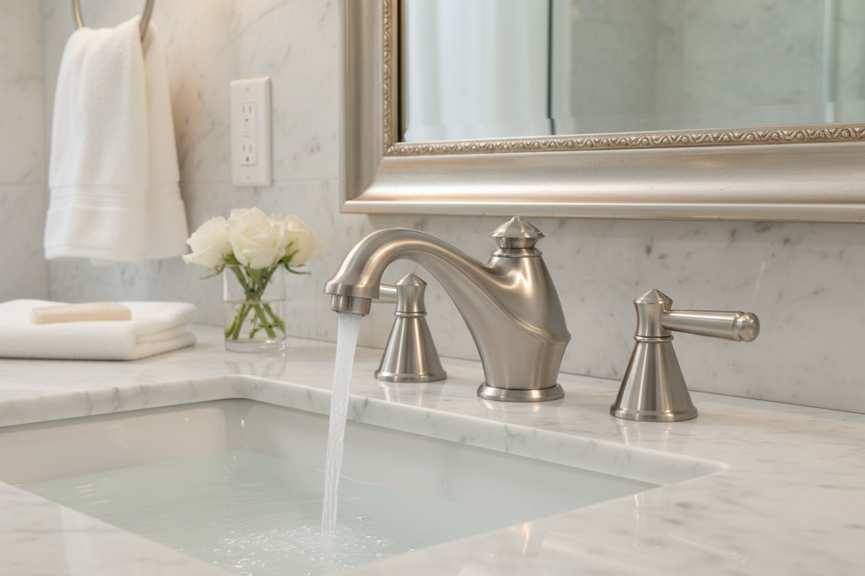 Gerber Waveland Widespread Lavatory Faucet 0043095BN w/ Metal Pop-Up Drain