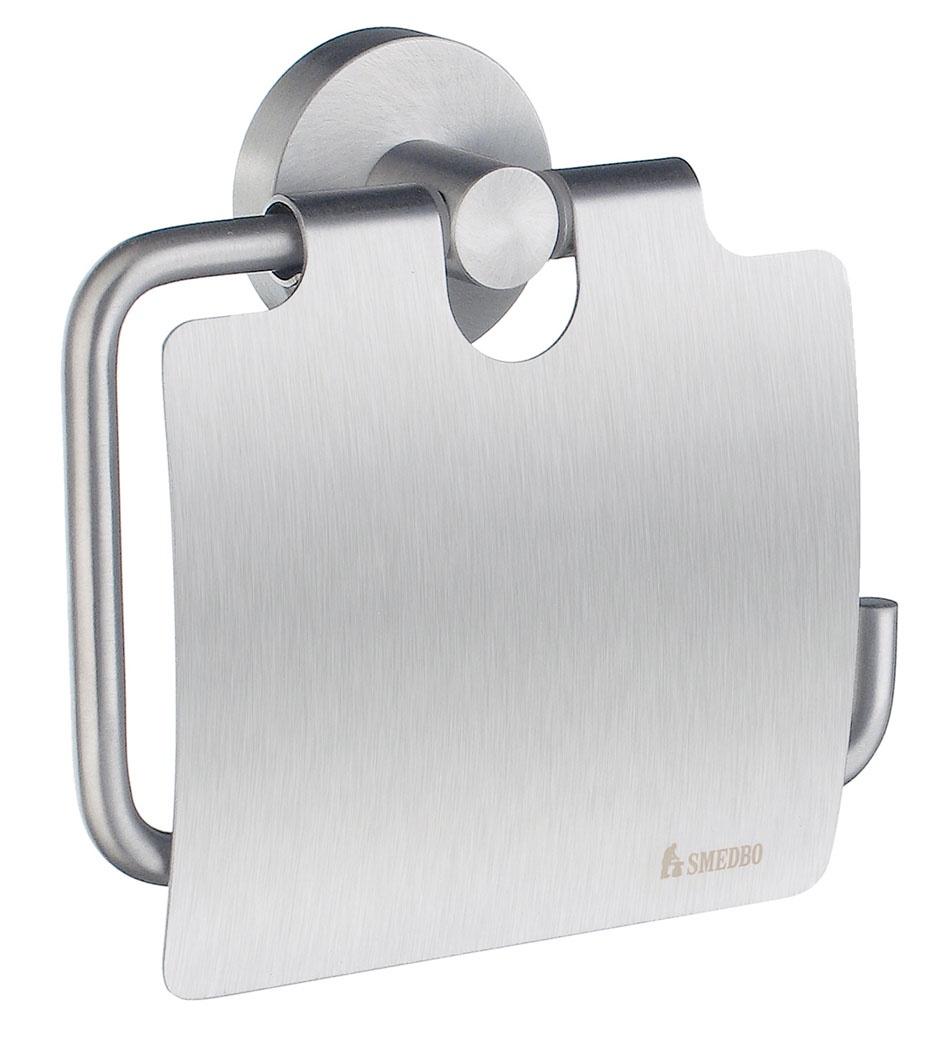 Smedbo Home Toilet Roll Holder with Cover in Brushed Chrome
