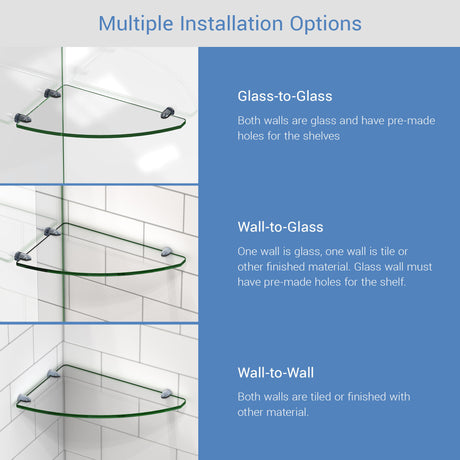 DreamLine 12 in. x 8 in. Corner Glass Shelf in Satin Black
