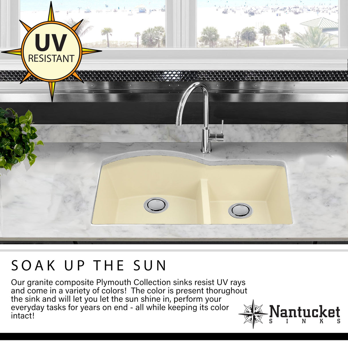 Nantucket Sinks 60/40 Double Bowl Undermount Granite Composite Brown