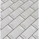 Gray Glossy Inverted Beveled 3"x6" Glazed Ceramic Wall Tile- MSI Collection DOMINO GRAY GLOSSY INVERTED BEVELED SUBWAY TILE 3X6 (Case)