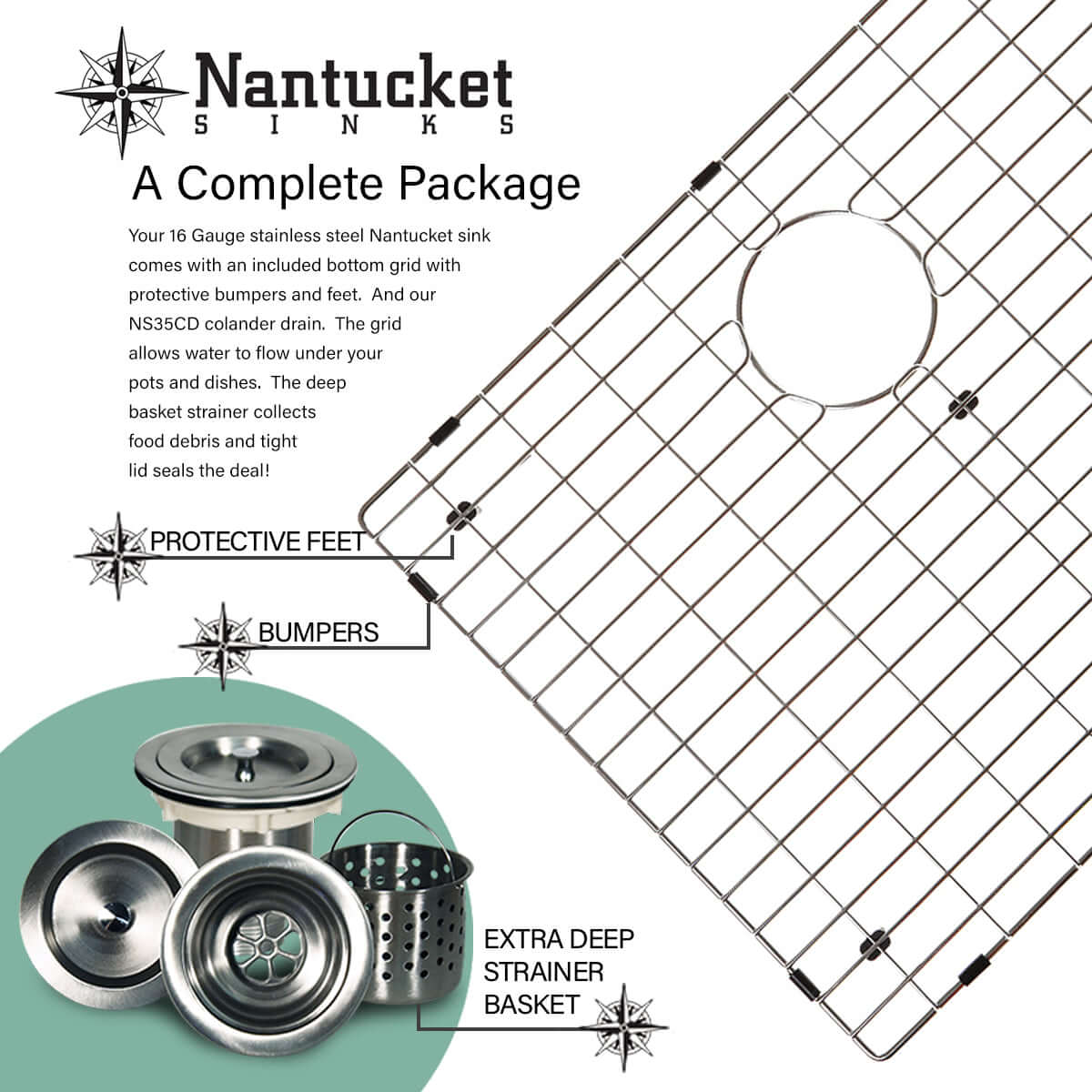 Nantucket Sinks' EZApron33-5.5 Patented Design Pro Series Single Bowl Undermount  Stainless Steel Kitchen Sink with 5.5 Inch Apron Front