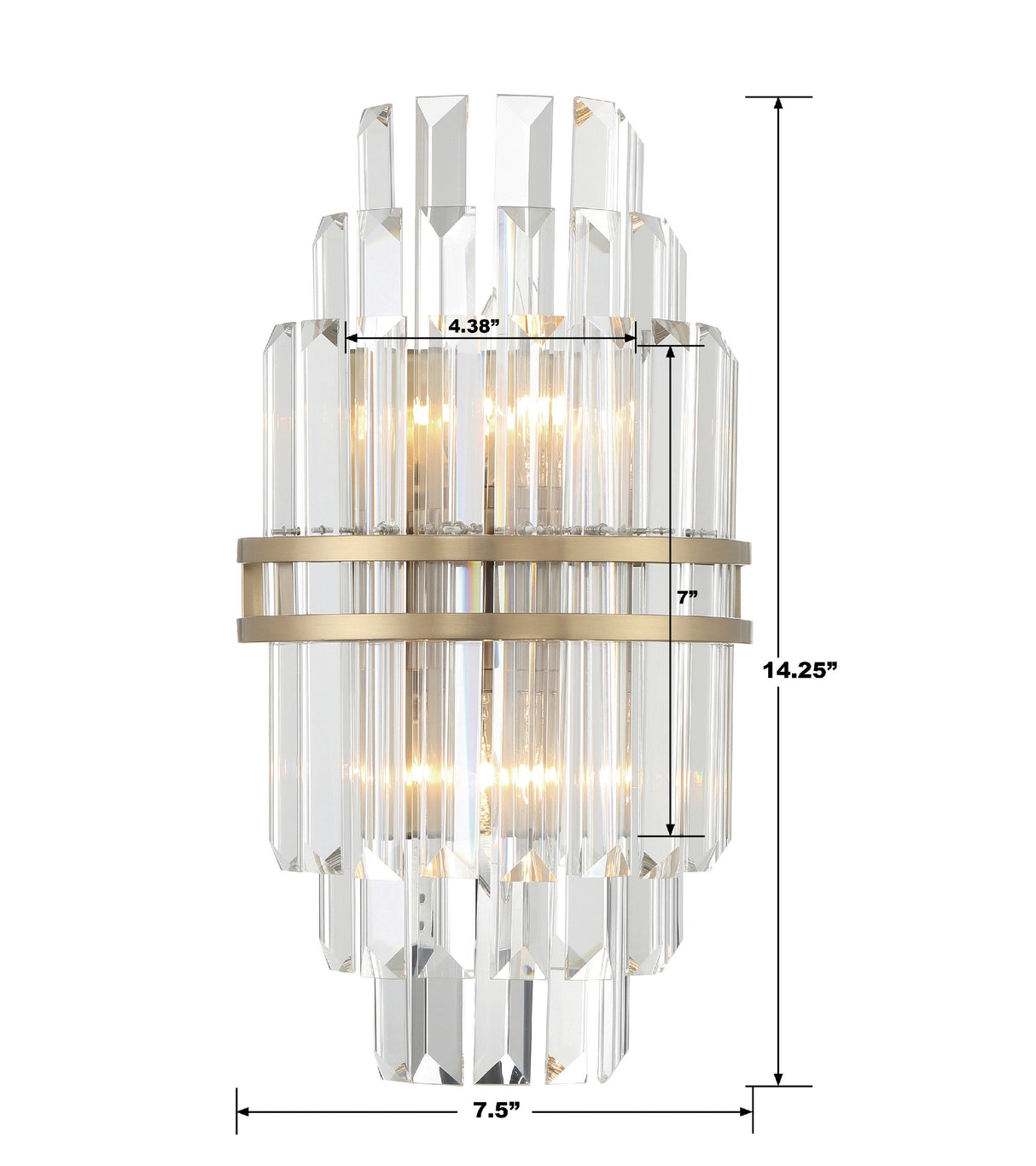Hayes 2 Light Aged Brass Sconce HAY-1402-AG