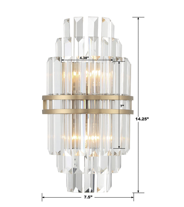 Hayes 2 Light Aged Brass Sconce HAY-1402-AG