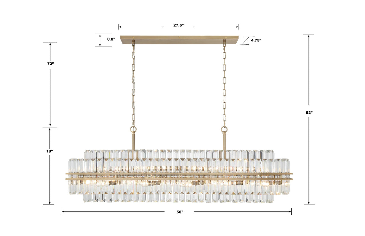 Hayes 16 Light Aged Brass Chandelier HAY-1417-AG