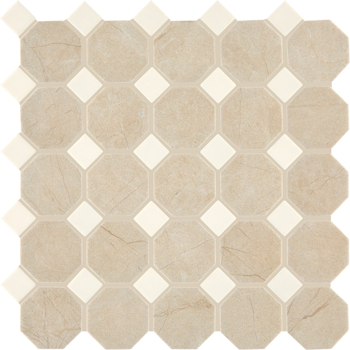 Daltile Heirloom Hues Crema Octagon / Dot Octagon and Dot Matte Mosaic Tile