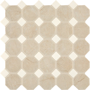 Daltile Heirloom Hues Crema Octagon / Dot Octagon and Dot Matte Mosaic Tile