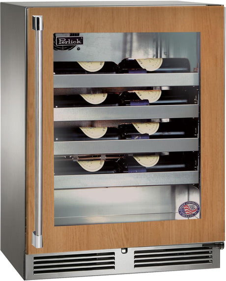 Perlick 24" Signature Series Built-In Wine Cooler with 20 Bottle Capacity Single Zone with Glass Door in Panel Ready (HH24WM-4-4)