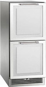 Perlick 15-Inch Signature Series Outdoor Built-In Counter Depth Drawer Refrigerator with 2.8 cu. ft. Capacity in Stainless Steel (HP15RM-4-6)