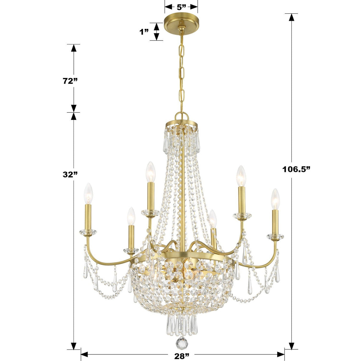 Haywood 9 Light Aged Brass Chandelier HWD-7709-AG