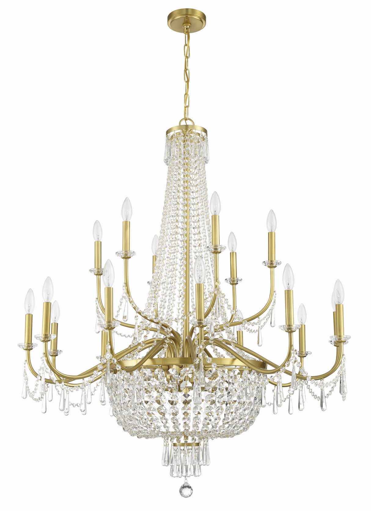 Haywood 22 Light Aged Brass Chandelier HWD-7722-AG