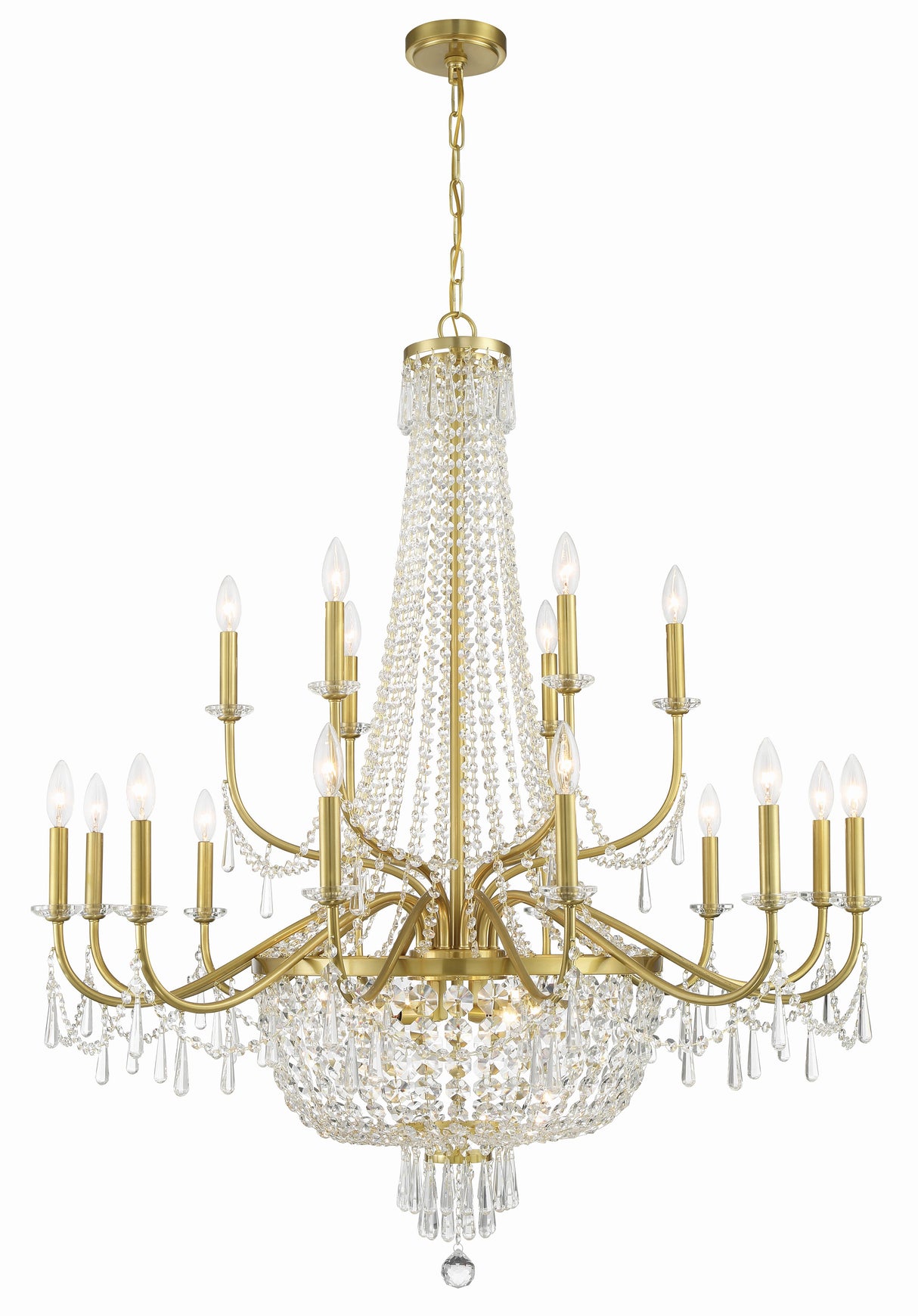 Haywood 22 Light Aged Brass Chandelier HWD-7722-AG