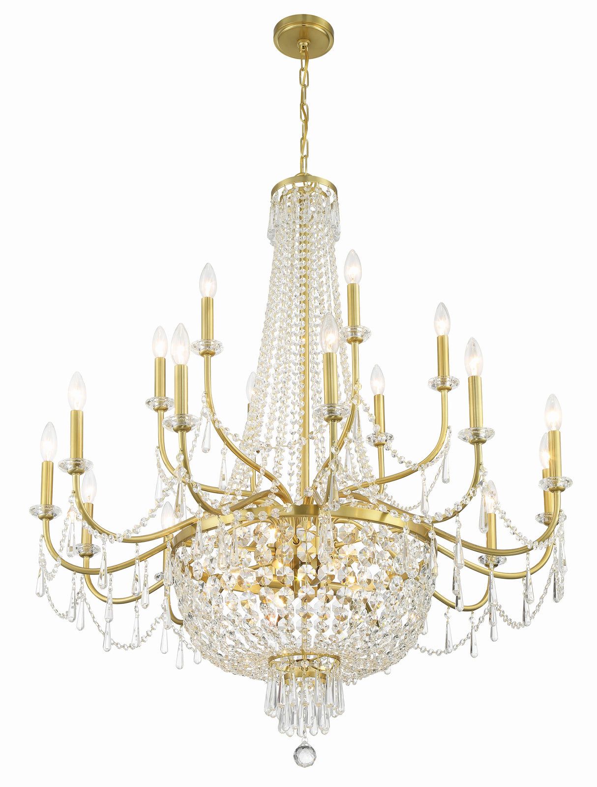 Haywood 22 Light Aged Brass Chandelier HWD-7722-AG