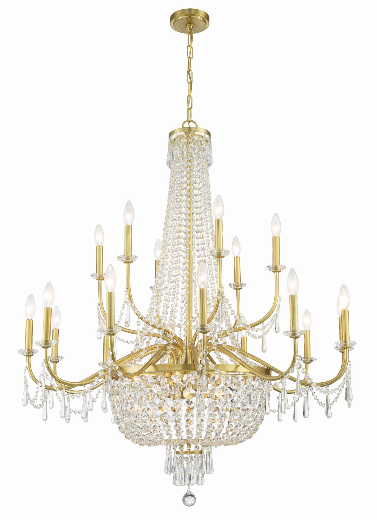 Haywood 22 Light Aged Brass Chandelier HWD-7722-AG