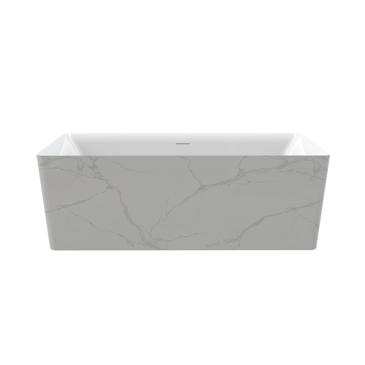 Marwa 65" Acrylic Tub with Internal Drain and Overflow-Marble White