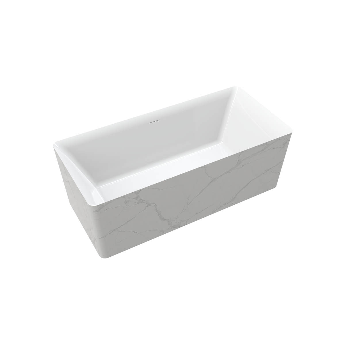 Marwa 65" Acrylic Tub with Internal Drain and Overflow-Marble White