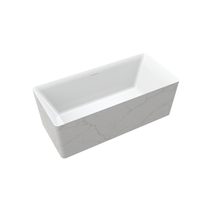 Marwa 65" Acrylic Tub with Internal Drain and Overflow-Marble White