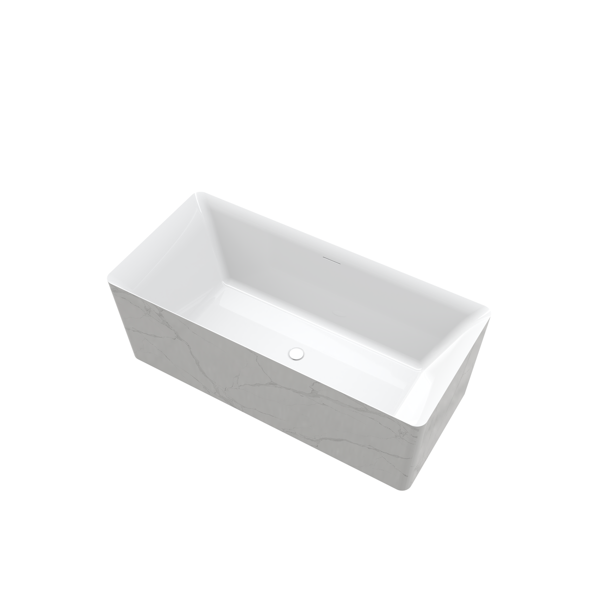 Marwa 65" Acrylic Tub with Internal Drain and Overflow-Marble White