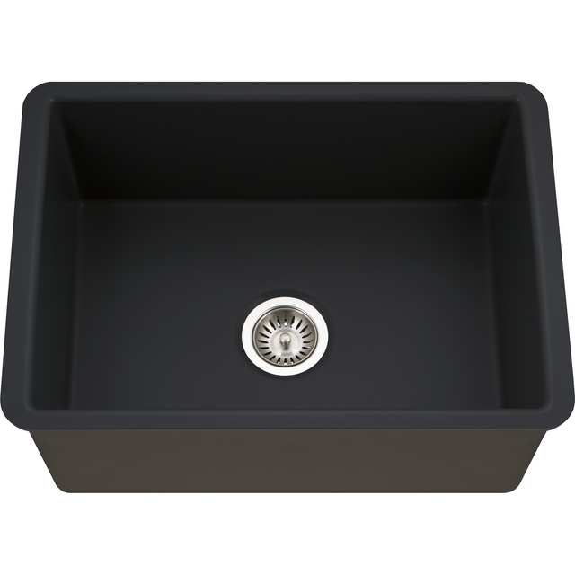 Hamat - CHE-2619SU-MB - Undermount Fireclay Single Bowl Kitchen Sink, Matte Black