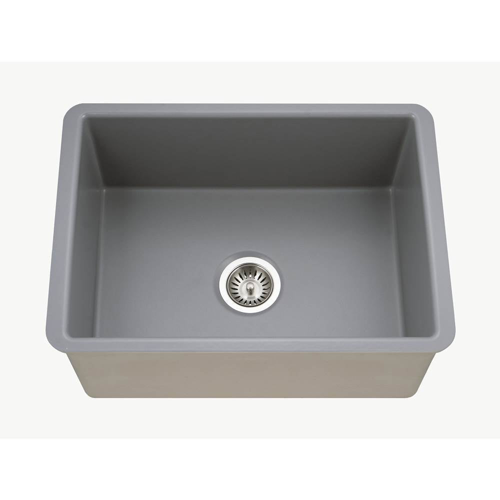 Hamat - CHE-2619SU-MG - Undermount Fireclay Single Bowl Kitchen Sink, Matte Grey