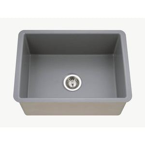 Hamat - CHE-2619SU-MG - Undermount Fireclay Single Bowl Kitchen Sink, Matte Grey
