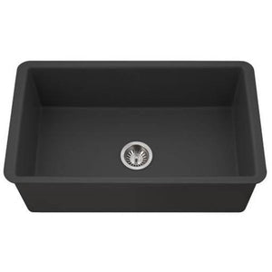 Hamat - CHE-3219SU-MB - Undermount Fireclay Single Bowl Kitchen Sink, Matte Black