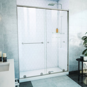 DreamLine Harmony 56-60 in. W x 76 in. H Semi-Frameless Bypass Shower Door in Brushed Nickel and Clear Glass
