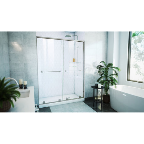 DreamLine Harmony 56-60 in. W x 76 in. H Semi-Frameless Bypass Shower Door in Brushed Nickel and Clear Glass