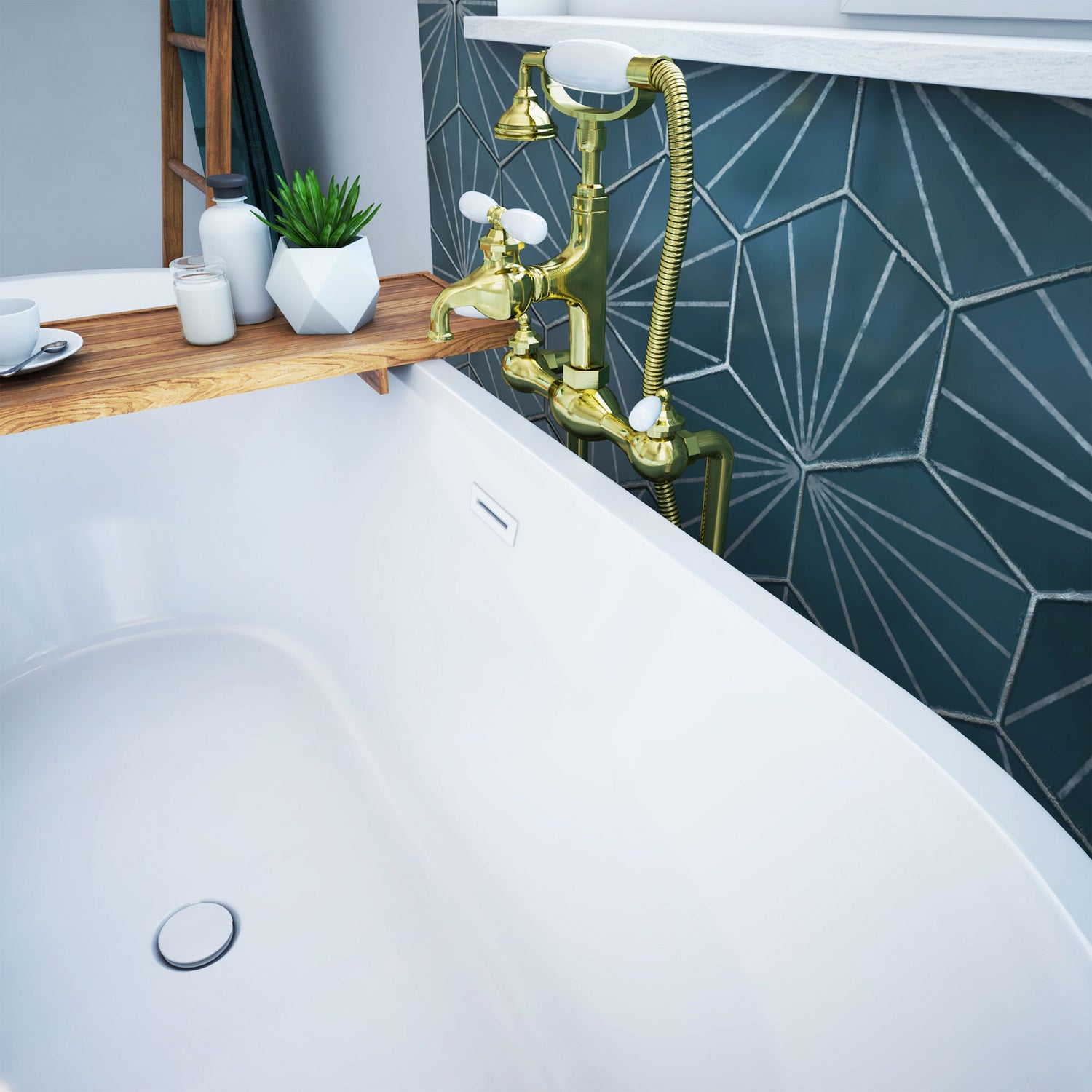 DreamLine Havana 67 in. L x 23 in. H White Acrylic Freestanding Bathtub