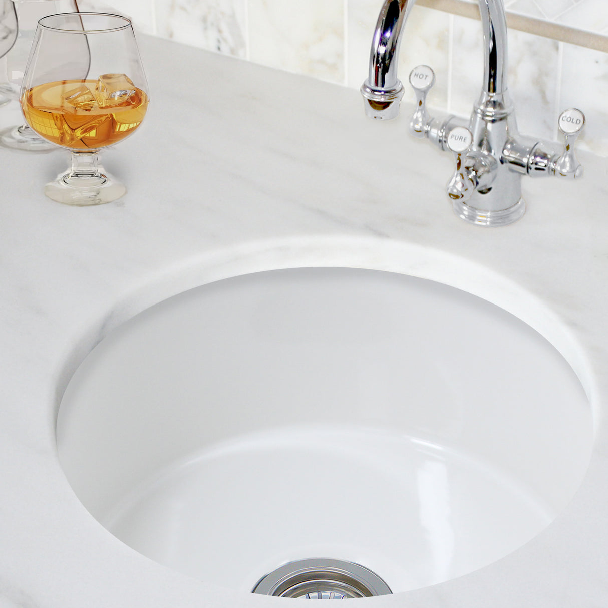 Nantucket Sinks 18 inch Fireclay Round Bar-Prep Sink