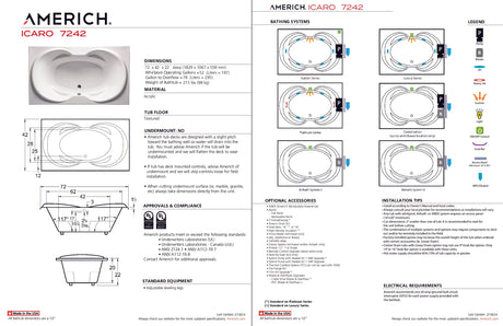 Americh IC7242TA5-BI Icaro 7242 - Tub Only / Airbath 5 - Biscuit