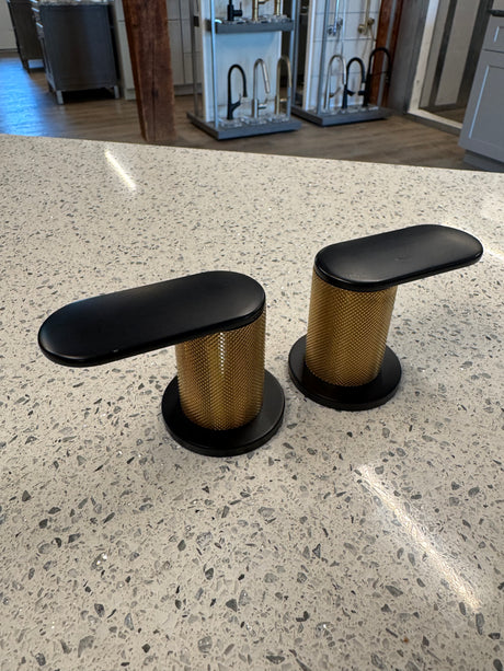 Riobel Ciclo CI08KNBKBG Faucet Handles – Black / Brushed Gold – Replacement Parts – 2 Pack