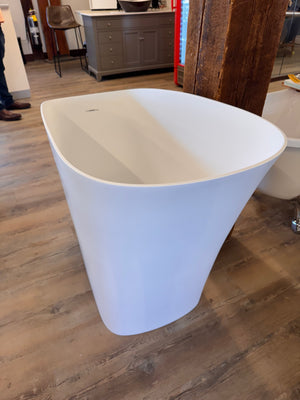 Poshhaus 48" Japanese Soaker Freestanding Bathtub Solid Surface with Stool - Floor Model for Sale