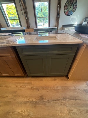 36” 802 Bolton Green Vanity W/ 36” Polished Cienla Quartz Top
