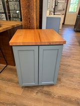 25" Sage Green Cabinet with Solid Wood Butcher Block Top – Many Uses! - Storage Cabinet - Coffee Bar - Small Kitchen Island