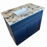 Cab-Tec Shaker Navel 37" Bathroom Vanity with Custom White Orion Granite Top