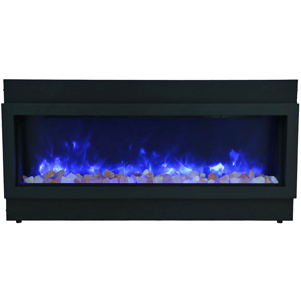 Amantii BI-50-DEEP-OD Panorama Deep Full View Smart Electric  - 50" Indoor /Outdoor WiFi Enabled Fireplace, featuring a MultiFunction Remote, Multi Speed Flame Motor, Glass Media & a Black Trim